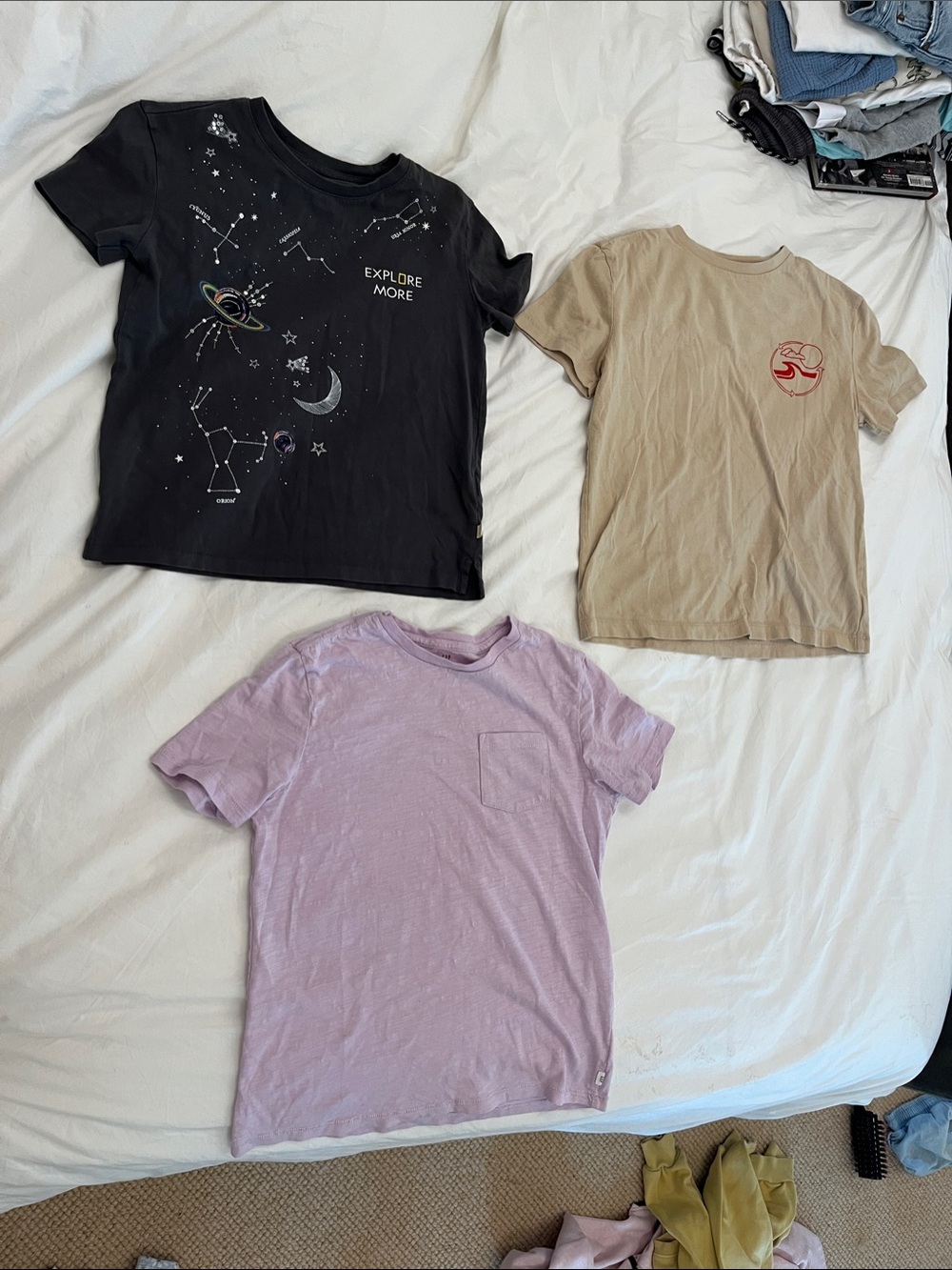 GAP Kids Three-Pack Short Sleeve Tees - Black, Tan, Lavender